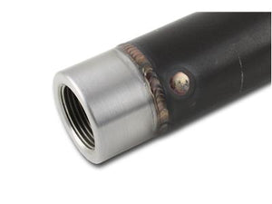 Pro-Werks 4130N chromoly tube adapter welded into the end of a 1-3/4" OD x .120" (1.51" ID) round tube, internal thread bore and weld bead visible