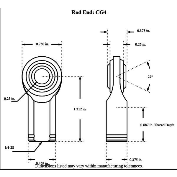 Aurora Female Mild Steel Rod End