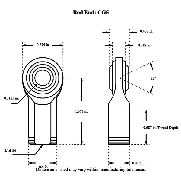 Aurora Female Mild Steel Rod End