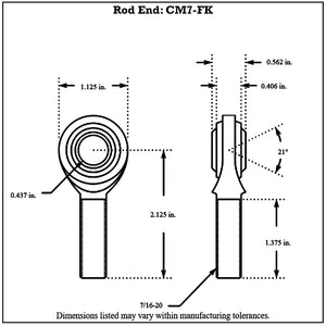 CM7 Aurora Male Mild Steel Rod End diagram