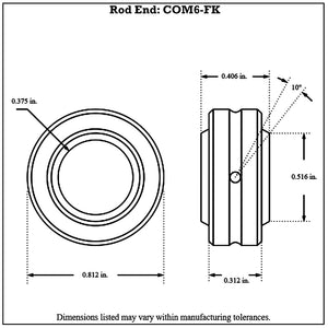 COM6-FK_-_Diagram FK Bearing Rod End Insert 3 8” Hole - 13 16” Outside Diameter Without Teflon Liner