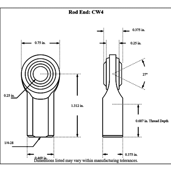 Aurora Female Mild Steel Rod End