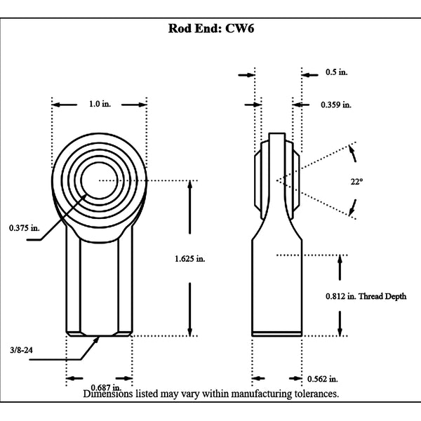 Aurora Female Mild Steel Rod End