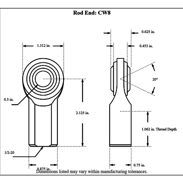 Aurora Female Mild Steel Rod End