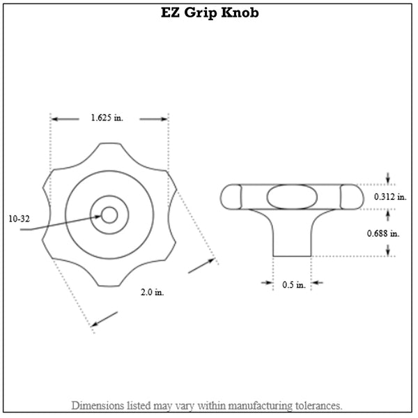 EZGripKnobDiagram Billet Aluminum EZ Grip Knob