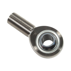 Aurora male rod end with threaded shank and spherical bearing ball, shown at an angle against a plain white background