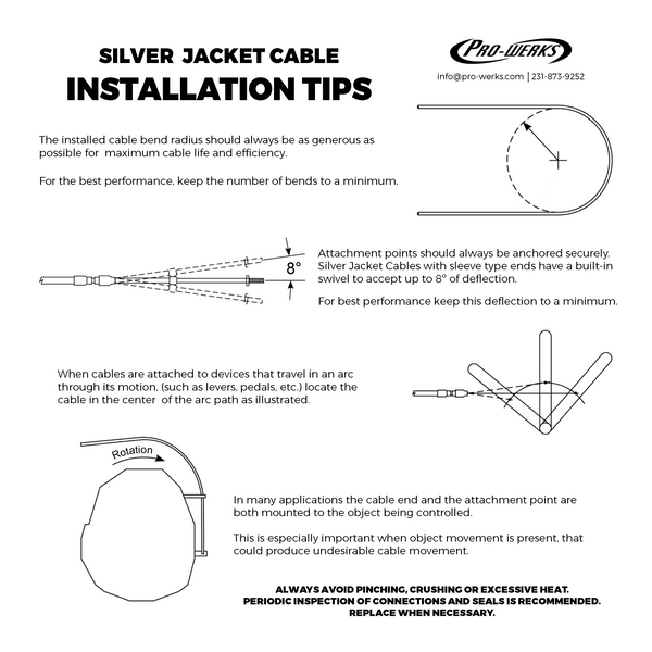 Pro-werks Silver Jacket Chute Type, Push Pull Control Cable