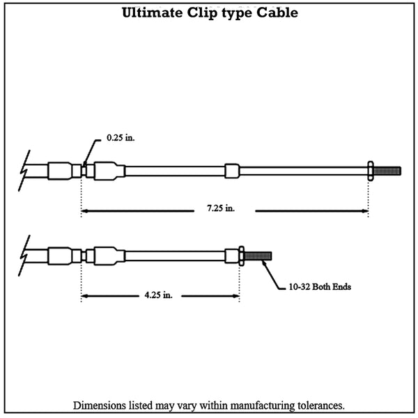 UltimateClipTypeCableDiagram Silver Jacket Ultimate Push-Pull Control Cable Clip Type with 3" of Travel