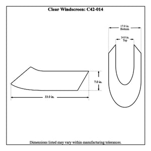 c42-014diagram Pro-werks Lexan Dragster Windscreen Standard Width Clear
