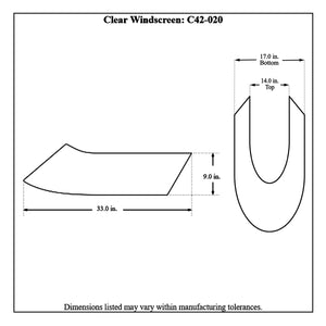 c42-020diagram Pro-werks Lexan Dragster Windscreen Standard Width - Tall Clear