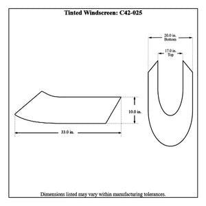 c42-025diagram Pro-werks Lexan Dragster Windscreen Wide Width Tinted (Smoke)