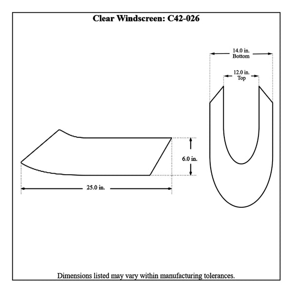 c42-026diagram Lexan Dragster Windscreen Junior Width Clear