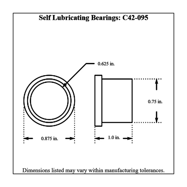 c42-095-2diagram Self-Lubricating Bearings, Pair 5 8 Inch ID: Nylon