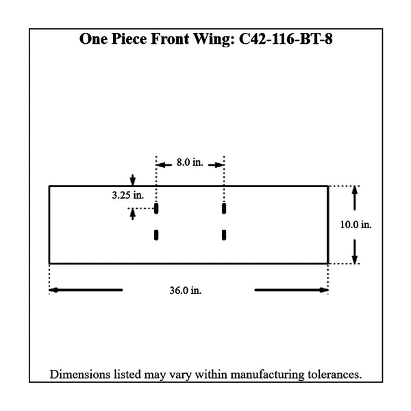 c42-116-bt-8diagram Aluminum One-Piece Front Wing 36 Inch B Style