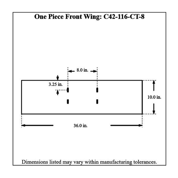 c42-116-ct-8diagram Aluminum One-Piece Front Wing 36 Inch C Style