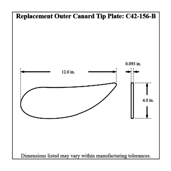 c42-124-btdiagram2 Aluminum Front Canard Wings Outer Tips Only 8 Inch B Style