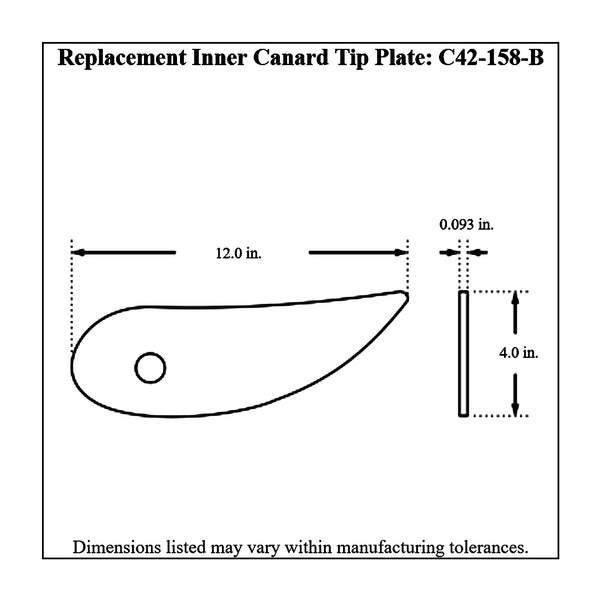 c42-129-btdiagram3 Aluminum Front Canard Wings Inner and Outer Tips 14 Inch B Style