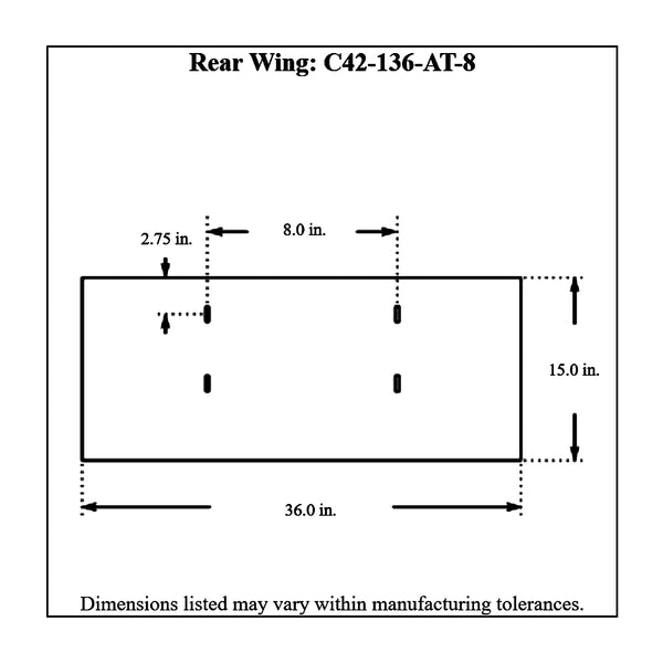 c42-136-at-8diagram Aluminum Rear Wing 36 Inch 8 Inch A Style