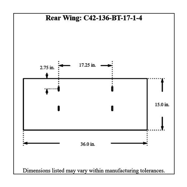 c42-136-bt-1714diagram Aluminum Rear Wing 36 Inch 17-1 4 Inch B Style