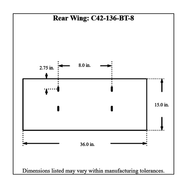 c42-136-bt-8diagram Aluminum Rear Wing 36 Inch 8 Inch B Style