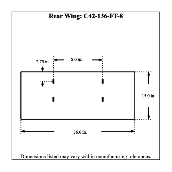 c42-136-ft-8diagram Aluminum Rear Wing 36 Inch 8 Inch F Style