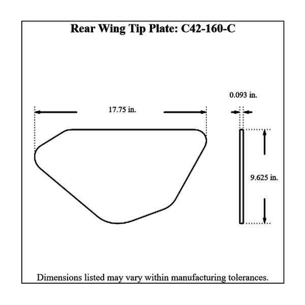 c42-140-ct-15diagram2 Aluminum Rear Wing 40 Inch 15 Inch C Style