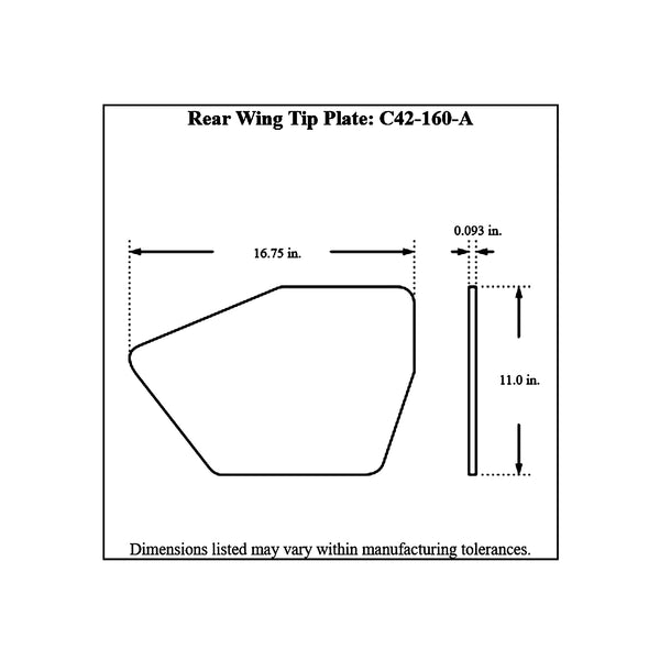 c42-144-at-15diagram2 Aluminum Rear Wing 44 Inch 15 Inch A Style