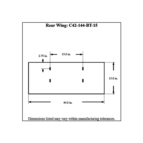 c42-144-bt-15diagram Aluminum Rear Wing 44 Inch 15 Inch B Style