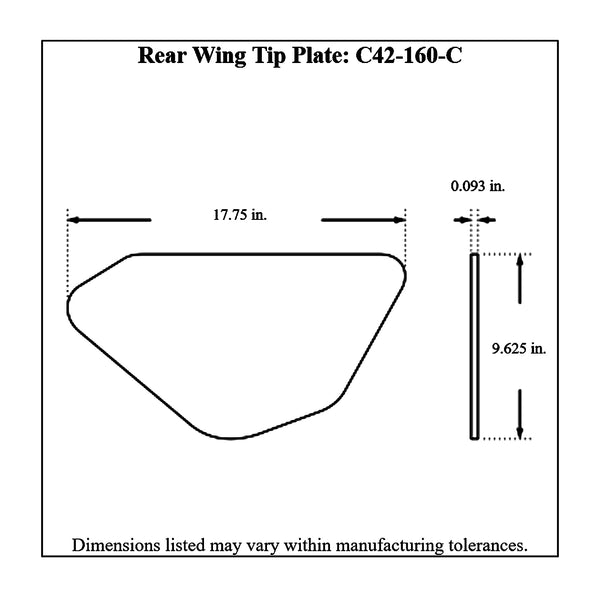 c42-148-ct-18diagram2 Aluminum Rear Wing 48 Inch 18 Inch C Style