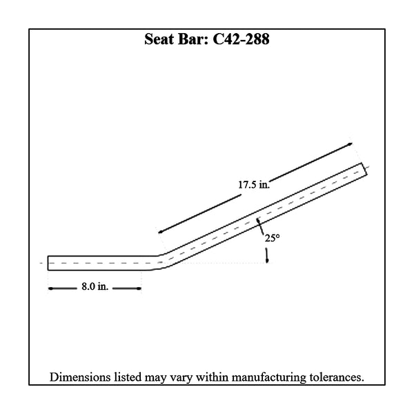 c42-288diagram Pre-Bent Chromoly Seat Bar, Pair, 4130N Junior Dragster: 1-1 8 in. X 0.065: 25° Bend Angle