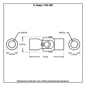 c42-365diagram_f11178f4-49da-47c5-9824-52260caf905a Pro-werks Smooth Bored Both Ends, Roller Bearing Steering U-Joint 5 8 Inch Bored Inside Diameter On Both Ends