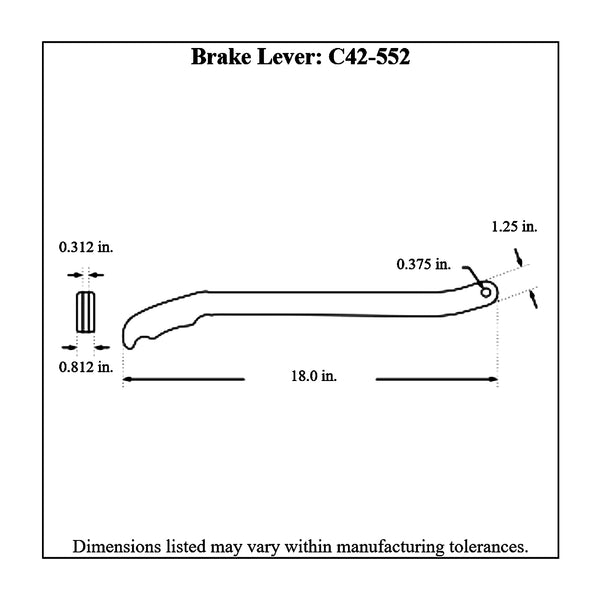 c42-552diagram Polished Billet Aluminum Brake / Control Lever, with Billet Grips 18 Inches Long: 5 16 Inch Thick Polished