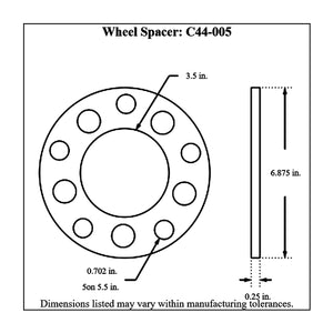 c44-005diagram Pro-werks Billet Aluminum Wheel Spacers, Pair 5 on 5-1 2 inch: "Floater Axle Type" Bolt Pattern 1 4 in. Thick