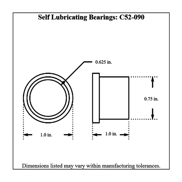 c52-090-2diagram Self-Lubricating Bearings, Pair 5 8 Inch ID: Plastic