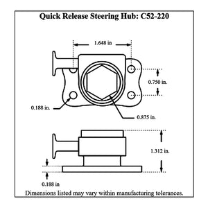 c52-220diagram Pro-werks 4 Bolt Quick Release Steering Hub, 42.1 SFI Certified