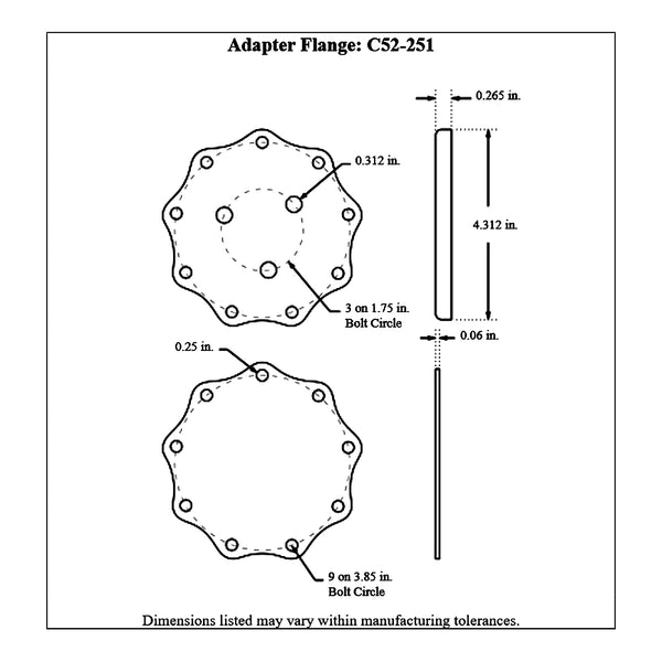 c52-251diagram 9 Bolt Wheel Adapter Flange