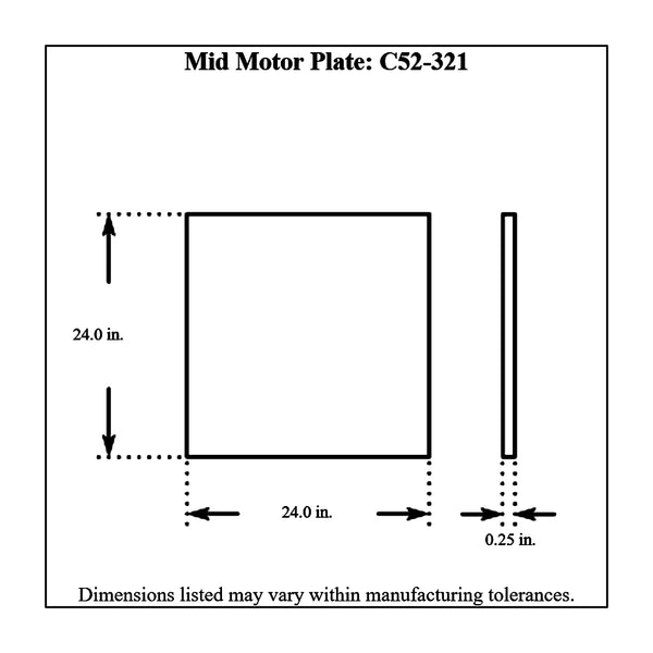 c52-321diagram Aluminum Mid Motor Plate Small Block and Big Block Chevy 24 Inch Height x 24 Inch Width x 1 4 Inch Thick