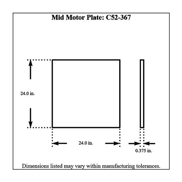 c52-367diagram Aluminum Mid Motor Plate Big Block Ford 24 Inch Height x 24 Inch Width x 3 8 Inch Thick