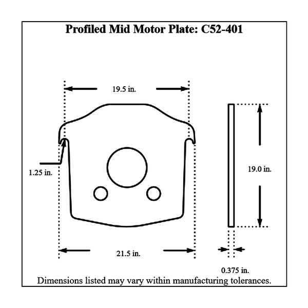 c52-401diagram Aluminum Profiled Mid Motor Plate Universal Without Bolt Pattern 3 8 Inch Thick: 1-1 4 Inch Diameter Notch