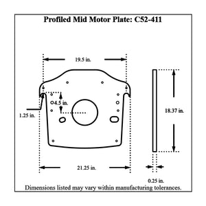 c52-411diagram2 Pro-werks Aluminum Profiled Mid Motor Plate Small Block and Big Block Chevy 3 8 Inch Thick: 1-1 4 Inch Diameter Notch
