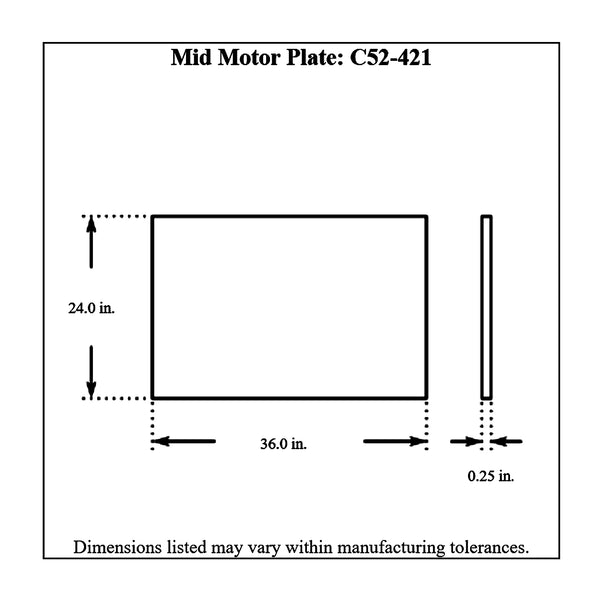 c52-421diagram Aluminum Mid Motor Plate Small Block and Big Block Chevy 24 Inch Height x 36 Inch Width x 1 4 Inch Thick