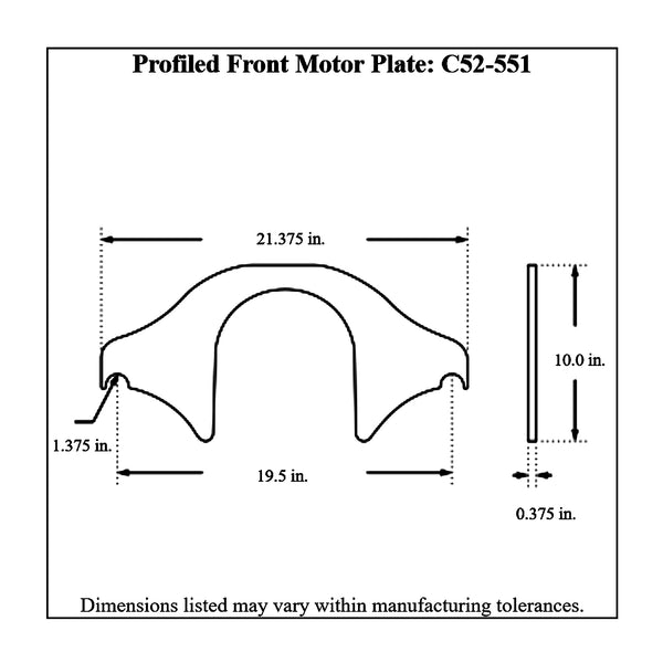 c52-551diagram Aluminum Profiled Front Motor Plate Small Block Chevy 3 8 Inch Thick: 1-3 8 Inch Notch