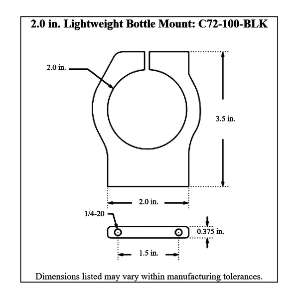 c72-100-blk Billet Aluminum Modular Bottle Mount, Includes Easy Spin Knob 2 Inch Lightweight - Does Not Accept Bar Mounts Brilliance Black