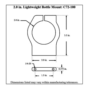 c72-100 Pro-werks Billet Aluminum Modular Bottle Mount, Includes Easy Spin Knob 2 Inch Lightweight - Does Not Accept Bar Mounts Polished