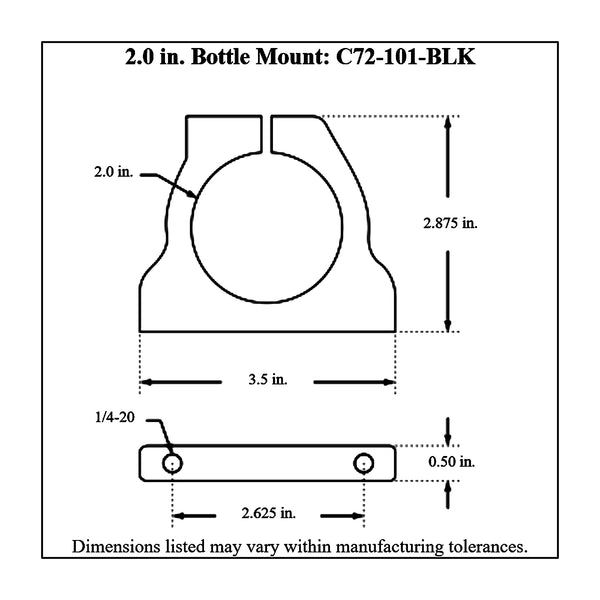 c72-101-blk Billet Aluminum Modular Bottle Mount, Includes Easy Spin Knob 2 Inch - For Use With Bar Mount Brilliance Black