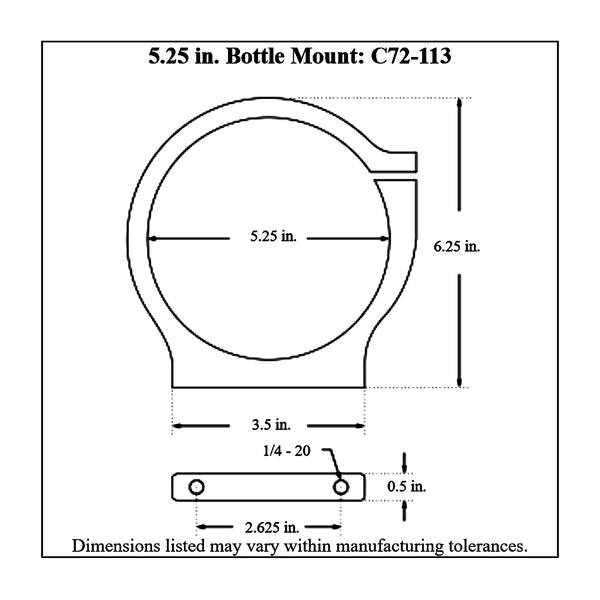 c72-113 Billet Aluminum Modular Bottle Mount, Includes Easy Spin Knob 5-1 4 Inch Polished