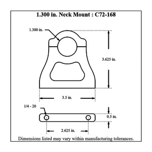 c72-168 Pro-werks Billet Aluminum Polished Neck Mount. Includes Stainless Steel Hardware 1.3 Inch Neck Mount. Fits 4-1 4 Inch Bottle