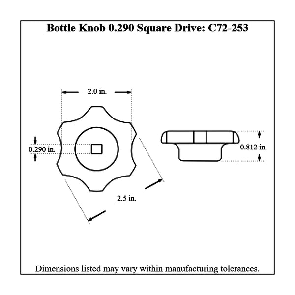 c72-253diagram Square Drive Billet Aluminum Bottle Valve Knob 0.290 in. Silver