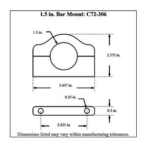 c72-306diagram Pro-werks Billet Aluminum Bar Mount. Includes Stainless Steel Hardware 1-1 2 Inch Polished