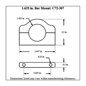 c72-307diagram Pro-werks Billet Aluminum Bar Mount. Includes Stainless Steel Hardware 1-5 8 Inch Polished